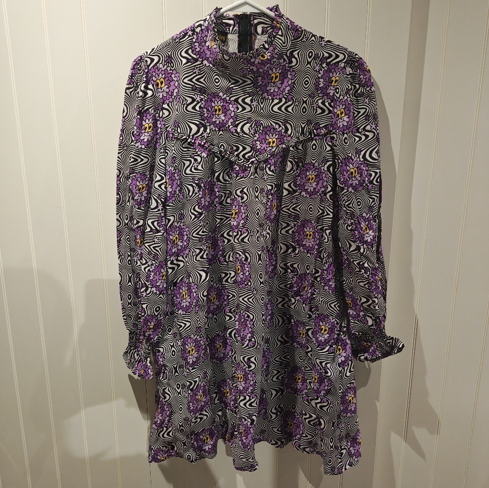 Purple Haze Stevie Dress. Floral Patterned Dress with Purple Accents